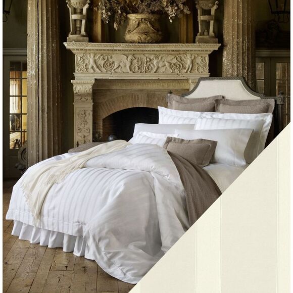 Sferra Giza 45 Stripe 1845 Queen Duvet Cover Ivory - NWT $2250 - Picture 2 of 4
